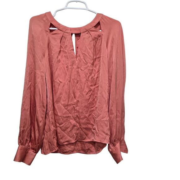 Trina turk top womens size large pink Maritsa essential silk cutout blouse - Picture 1 of 10